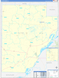 Fulton County, IL Wall Map Zip Code Basic Style 2024