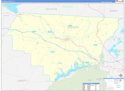 Gadsden County, FL Wall Map Zip Code Basic Style 2023