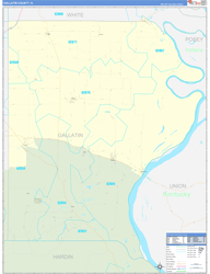 Gallatin County, IL Wall Map Zip Code Basic Style 2024