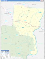Gallia County, OH Wall Map Zip Code Basic Style 2024