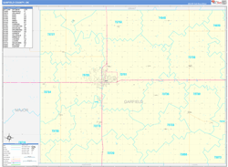 Garfield County, OK Wall Map Zip Code Basic Style 2024
