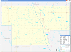Garvin County, OK Wall Map Zip Code Basic Style 2024