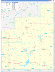 Geauga County, OH Wall Map Zip Code Basic Style 2024