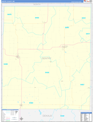 Gentry County, MO Wall Map Zip Code Basic Style 2024