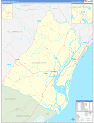 Georgetown County, SC Wall Map Zip Code Basic Style 2024