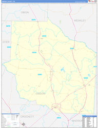 Gibson County, TN Wall Map Zip Code Basic Style 2024