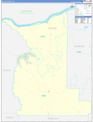 Gilliam County, OR Wall Map Zip Code Basic Style 2024