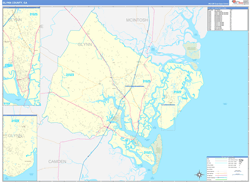 Glynn County, GA Wall Map Zip Code Basic Style 2024