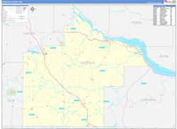 Goodhue County, MN Wall Map Zip Code Basic Style 2024