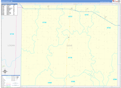 Gove County, KS Wall Map Zip Code Basic Style 2024