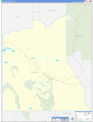 Graham County, AZ Wall Map Zip Code Basic Style 2024