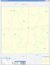 Graham County, KS Wall Map Zip Code Basic Style 2024