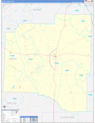 Grant County, AR Wall Map Zip Code Basic Style 2024