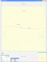 Grant County, KS Wall Map Zip Code Basic Style 2024