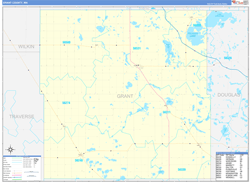 Grant County, MN Wall Map Zip Code Basic Style 2024