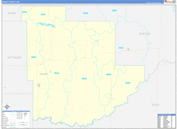 Grant County, ND Wall Map Zip Code Basic Style 2023