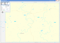 Grant County, NE Wall Map Zip Code Basic Style 2023