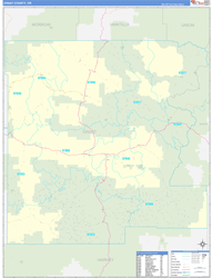 Grant County, OR Wall Map Zip Code Basic Style 2024