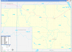 Grant County, SD Wall Map Zip Code Basic Style 2024