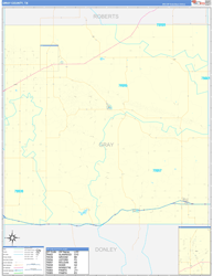 Gray County, TX Wall Map Zip Code Basic Style 2024