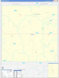 Greene County, IA Wall Map Zip Code Basic Style 2024