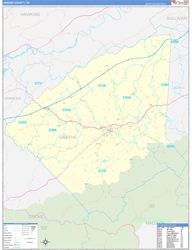 Greene County, TN Wall Map Zip Code Basic Style 2024
