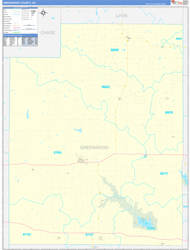 Greenwood County, KS Wall Map Zip Code Basic Style 2024