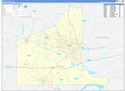 Gregg County, TX Wall Map Zip Code Basic Style 2024
