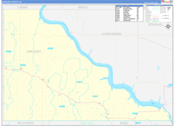 Gregory County, SD Wall Map Zip Code Basic Style 2024