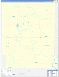 Griggs County, ND Wall Map Zip Code Basic Style 2023