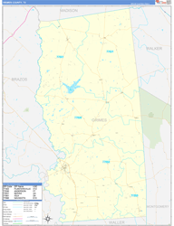 Grimes County, TX Wall Map Zip Code Basic Style 2023