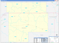 Grundy County, IA Wall Map Zip Code Basic Style 2024