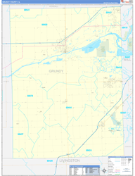 Grundy County, IL Wall Map Zip Code Basic Style 2024
