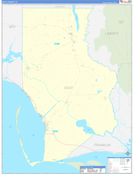 Gulf County, FL Wall Map Zip Code Basic Style 2023