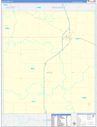 Hale County, TX Wall Map Zip Code Basic Style 2024