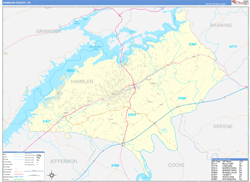 Hamblen County, TN Wall Map Zip Code Basic Style 2024