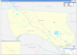 Hamilton County, FL Wall Map Zip Code Basic Style 2023