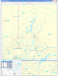 Hamilton County, IN Wall Map Zip Code Basic Style 2024