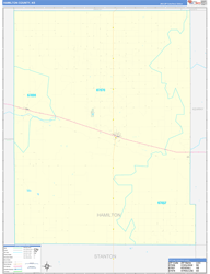 Hamilton County, KS Wall Map Zip Code Basic Style 2024