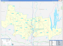 Hampshire County, MA Wall Map Zip Code Basic Style 2024