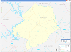 Hancock County, GA Wall Map Zip Code Basic Style 2024