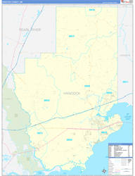 Hancock County, MS Wall Map Zip Code Basic Style 2024