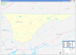 Hancock County, TN Wall Map Zip Code Basic Style 2024