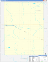 Hanson County, SD Wall Map Zip Code Basic Style 2024