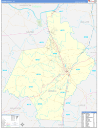 Hardin County, KY Wall Map Zip Code Basic Style 2024
