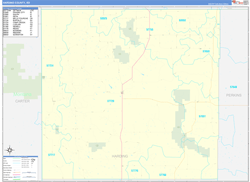 Harding County, SD Wall Map Zip Code Basic Style 2024