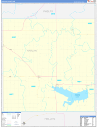 Harlan County, NE Wall Map Zip Code Basic Style 2024