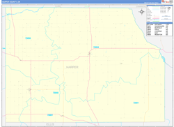 Harper County, OK Wall Map Zip Code Basic Style 2024
