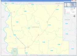 Harrison County, IA Wall Map Zip Code Basic Style 2024