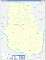 Harrison County, IN Wall Map Zip Code Basic Style 2024